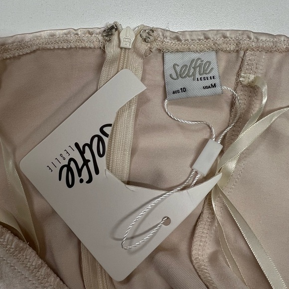 Selfie Leslie Falling Star Plunging Halter Mini Dress New With Tag Champagne M - Picture 6 of 12